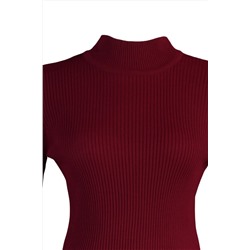 Bordo Yarım Balıkçı Yaka İnce Triko Kazak TBBAW23AN00022