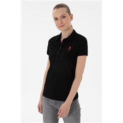 Kadın Siyah Basic Polo Yaka Tişört