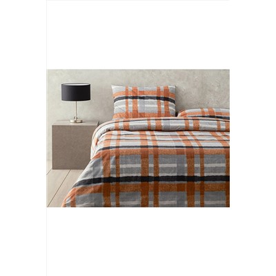 English Home Meta Check Kolay Ütülenir Tek Kişilik Nevresim Takımı 160x220 Cm Terracotta TYCVUVP7LN169656576693937