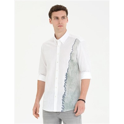Haki Slim Fit Uzun Kollu Gömlek