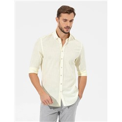 Sarı Slim Fit Uzun Kollu Gömlek