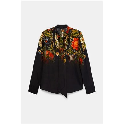 Blusa floral seda con lazo