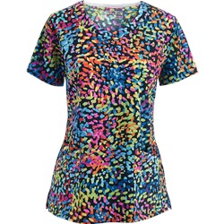 BIO Scrubs Sprinkles-Black Print Top