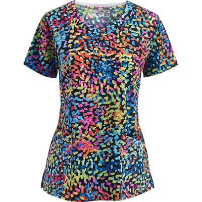 BIO Scrubs Sprinkles-Black Print Top