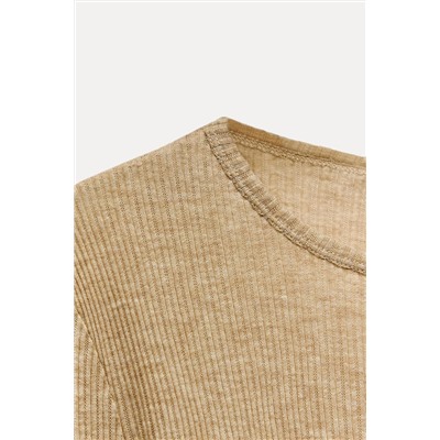 RIBBED LONG SLEEVE T-SHIRT