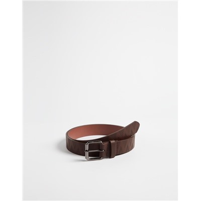 Embossed Belt, Men, Brown