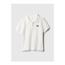 GAP, Erkek Bebek Kırık Beyaz Logo Polo Yaka T-shirt