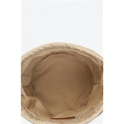 Bolso saco de rafia y piel St Tropez Beige y camel
