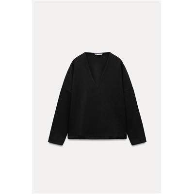 INTERLOCK V-NECK TOP
