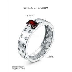 Кольцо из серебра с гранатом родированное 04-201-0439-09