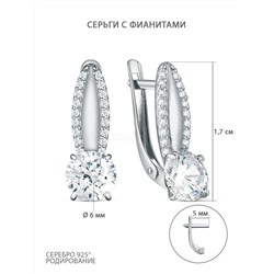 Серьги из серебра с фианитами родированные 925 пробы S2180231010р