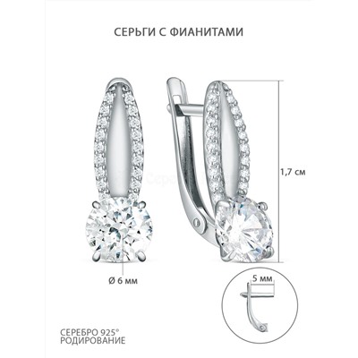Серьги из серебра с фианитами родированные 925 пробы S2180231010р