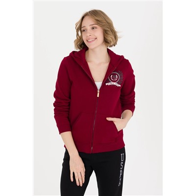 Kadın Vişne Fermuarlı Sweatshirt
