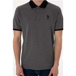 Erkek Regular Fit Polo Yaka Antrasit Melanj Basic Tişört