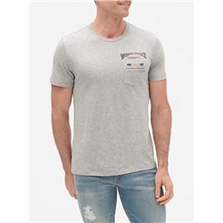 Graphic Crewneck Pocket T-Shirt in Jersey