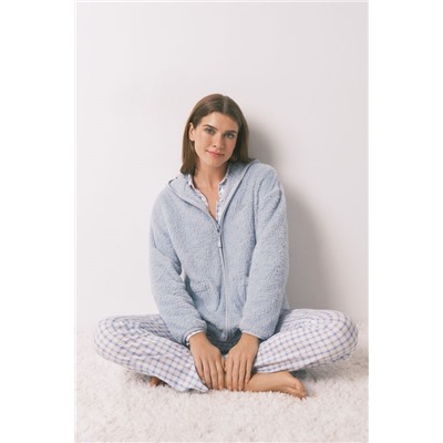 Bata corta tejido pelo azul lurex