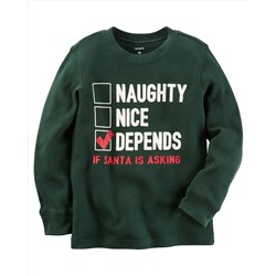 Long-Sleeve Naughty Or Nice List Christmas Tee