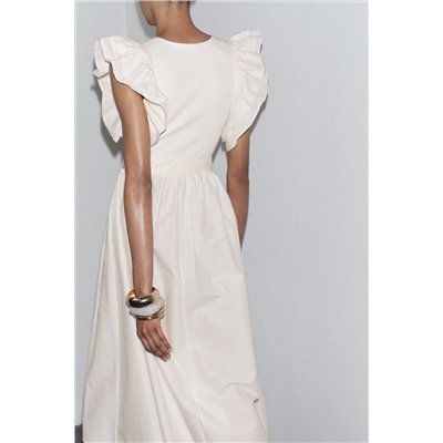COMBINED RUFFLED DRESS WITH BELT