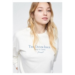 Mavi Denim Issue Baskılı Beyaz Sweatshirt 1611405-81964