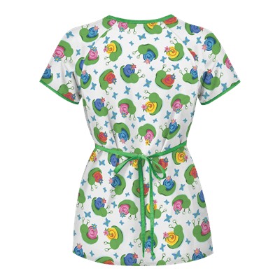 UA I Feel Pretty White Mock Wrap Scrub Top