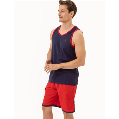 CONTRAST TRIM JERSEY MUSCLE TANK