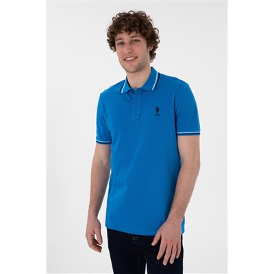 Erkek Regular Fit Polo Yaka Kobalt Mavi Basic Tişört