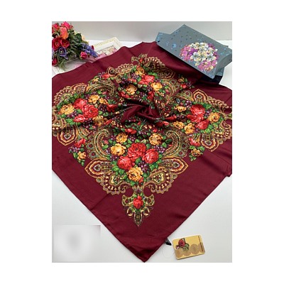 Платок женский с русским колоритным принтом (90*90 см.) арт. 266671