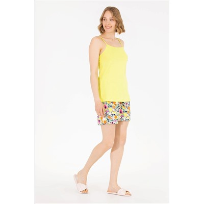 Kadın Neon Sarı Pijama Takımı