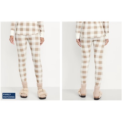 High-Waisted Printed Waffle Pajama Leggings for Women