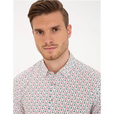 Yeşil Slim Fit Uzun Kollu Gömlek