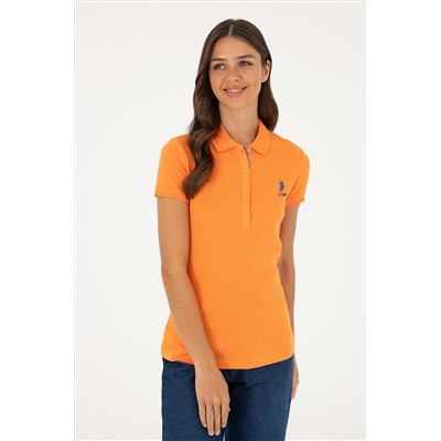 Kadın Turuncu Basic Polo Yaka Tişört