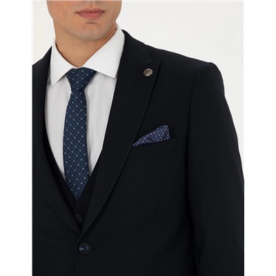Yelekli Lacivert Ekstra Slim Fit Takım Elbise