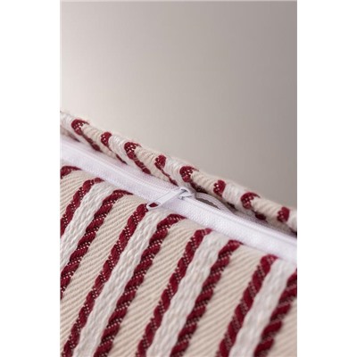 Ronnet %100 Pamuk Kırlent Kılıfı - Bej/Kırmızı - 45x45 cm