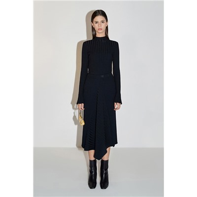 Falda midi Negro