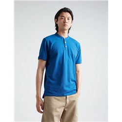 Mandarin Collar Polo, Men, Blue
