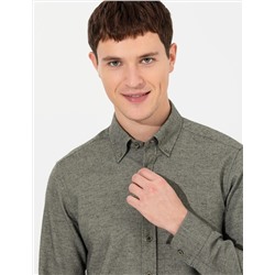 Yeşil Slim Fit Uzun Kollu Gömlek