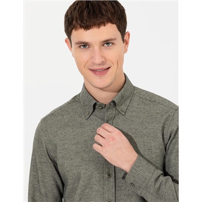 Yeşil Slim Fit Uzun Kollu Gömlek