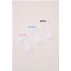 Pack 3 calcetines cortos algodón rayas blanco