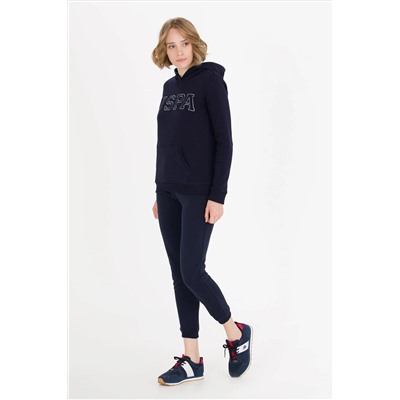 Kadın Lacivert Kapüşonlu Basic Sweatshirt