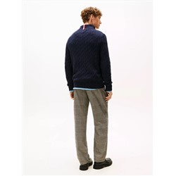 Cable Knit Mockneck Quarter-Zip Sweater
