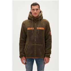 Bad Bear Shaggy Plush Full-zip Haki Peluş Erkek Kapüşonlu Sweatshirt 23.02.29.006 ERKEK YEŞİL