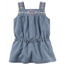 Embroidered Chambray Tunic