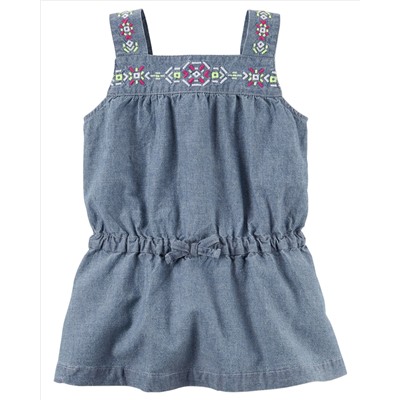 Embroidered Chambray Tunic
