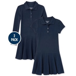 The Children’s Place  Girls Uniform Pique Polo Dress 2-Pack - Tidal