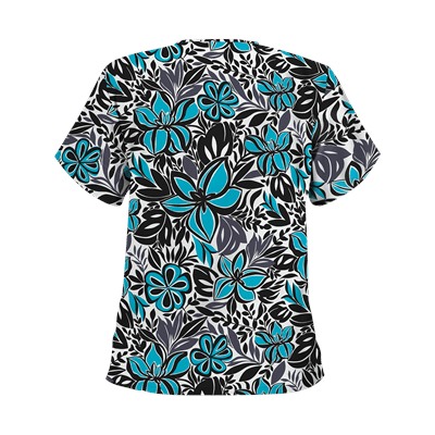 UA Tropical Delight Turquoise Print Scrub Top