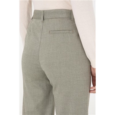 Kadın Haki Straight Fit Kanvas Pantolon
