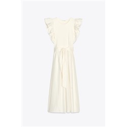 COMBINED RUFFLED DRESS WITH BELT