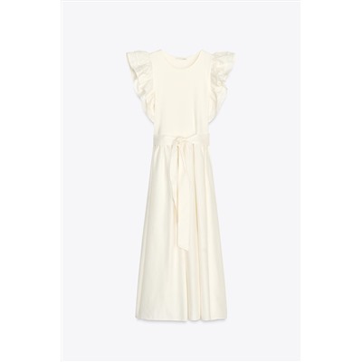 COMBINED RUFFLED DRESS WITH BELT
