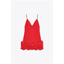 SHORT DRESS WITH RAISED FLOWERS