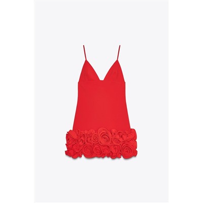 SHORT DRESS WITH RAISED FLOWERS